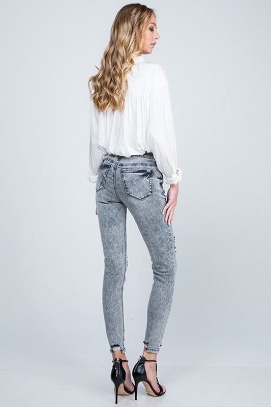 Acid Wash Distress Jeans