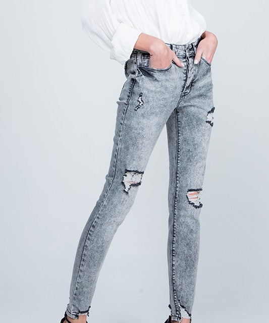 Acid Wash Distress Jeans