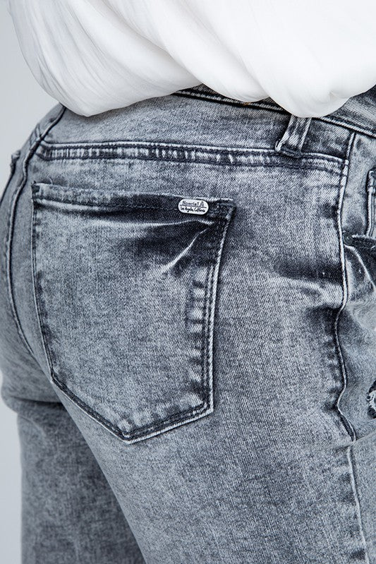Acid Wash Distress Jeans