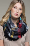 Plaid Fringe Infinity Scarf