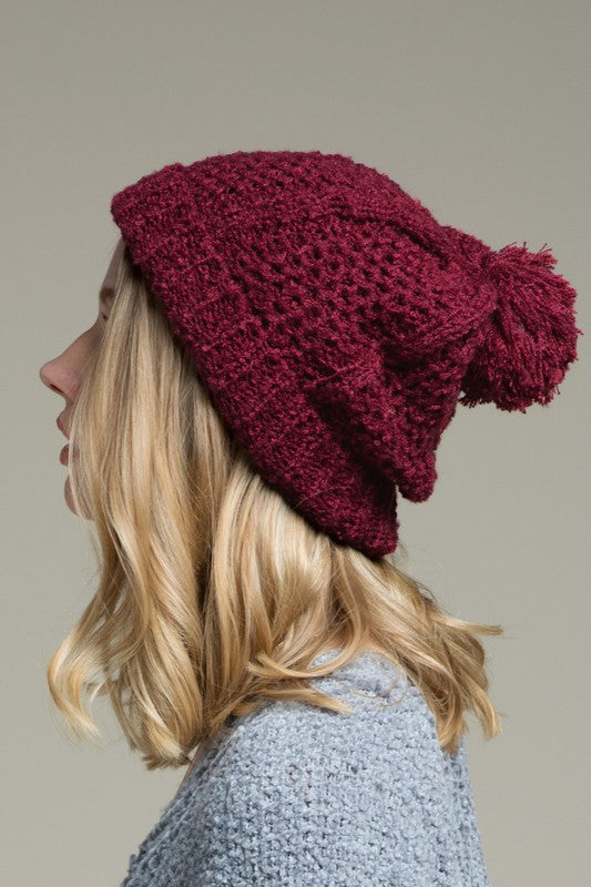 Cable Knit Pom Beanie