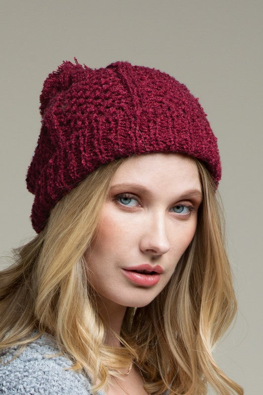 Cable Knit Pom Beanie