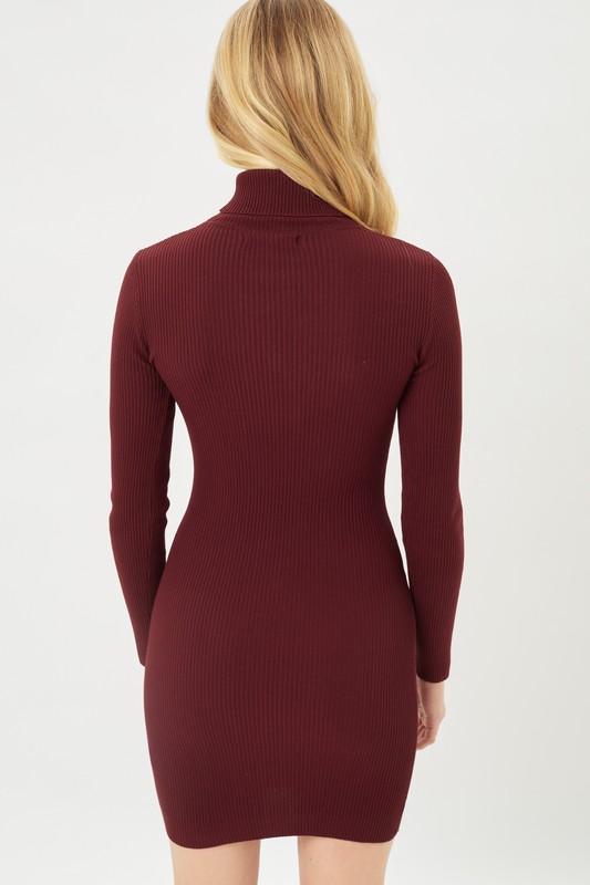 Alessandra Ribbed Sweater Dress Wine