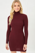 Alessandra Ribbed Sweater Dress Wine