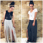 Wide Leg Slit Pants Ivory