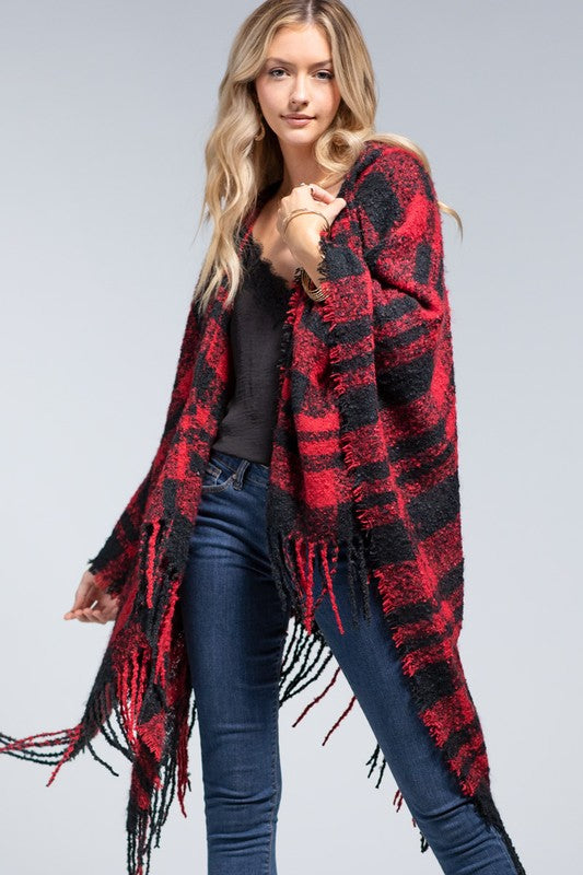 Buffalo Hooded Ruana Red
