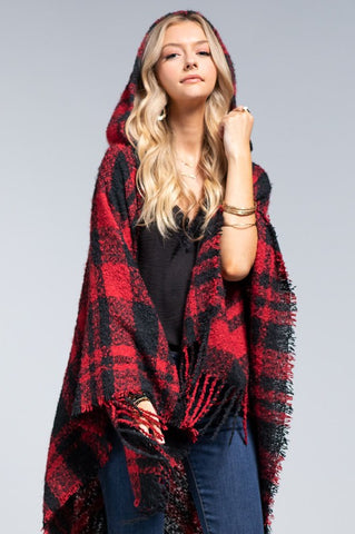 Buffalo Hooded Ruana Red