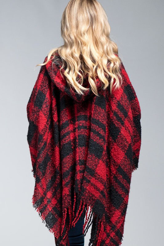 Buffalo Hooded Ruana Red