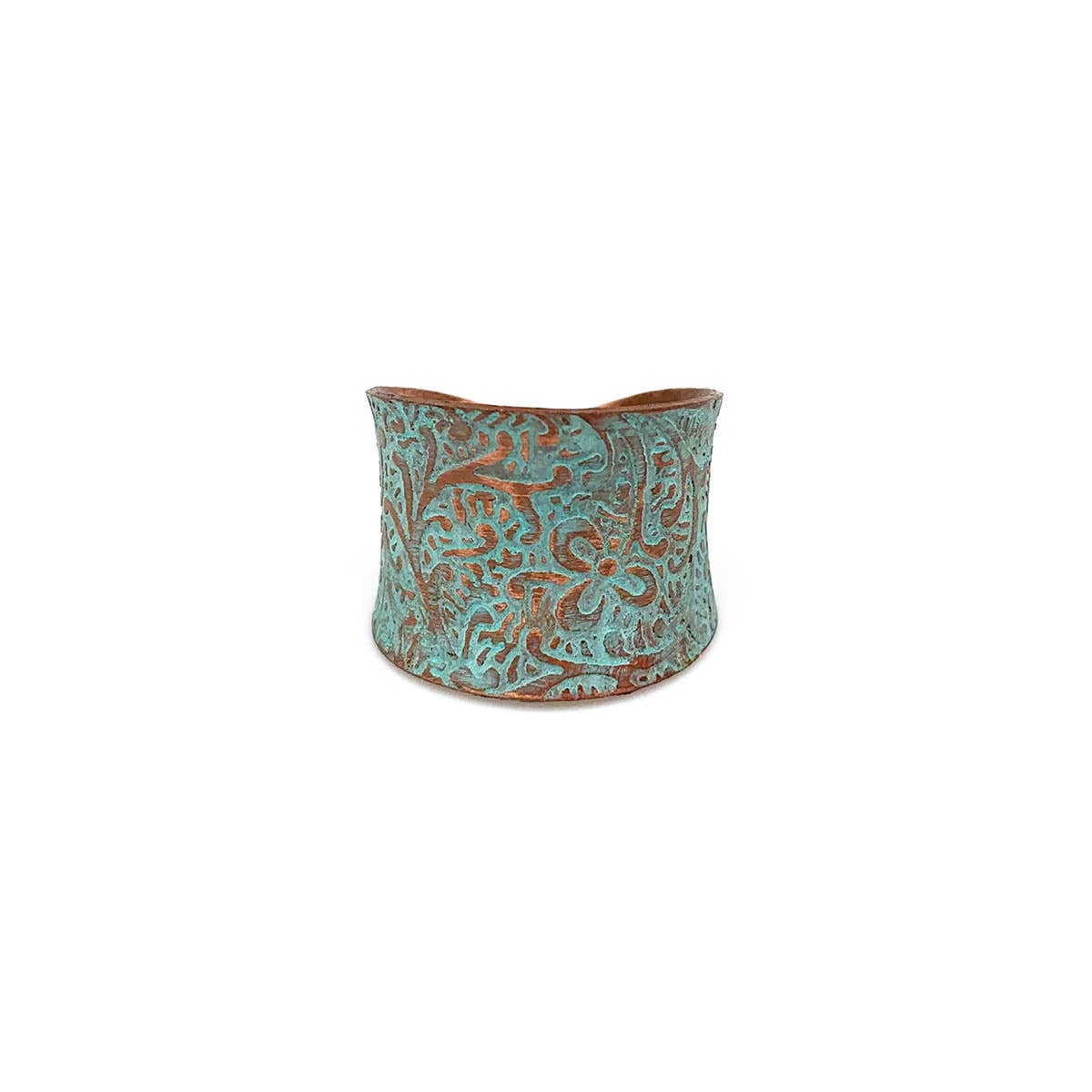 Patina Copper Ring - Turquoise Floral