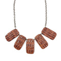 Silver Patina Necklace - Rust Feather