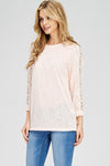 Adele Lace Sleeve Knit Blush