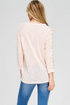 Adele Lace Sleeve Knit Blush
