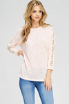 Adele Lace Sleeve Knit Blush