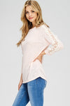 Adele Lace Sleeve Knit Blush