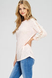Adele Lace Sleeve Knit Blush