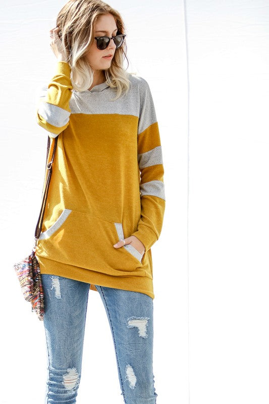 Varsity Stripe Hacci Hoodie Gold