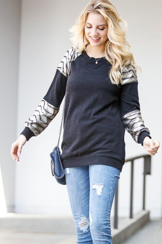 Gold Shoulder Hacci Knit