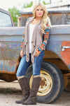 Jillian Aztec Jersey Cardigan Taupe