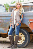 Jillian Aztec Jersey Cardigan Taupe