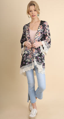 Floral Lace Sleeve Kimono