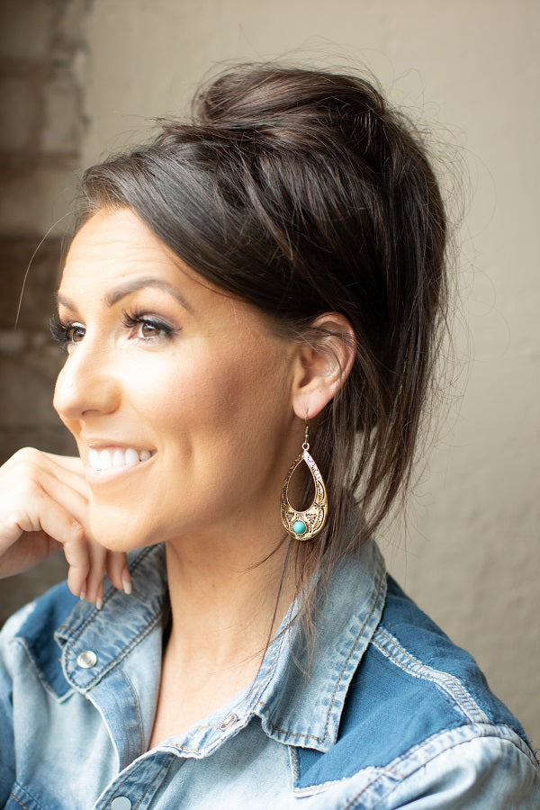 Turquoise Gold Teardrops