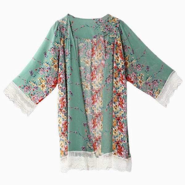 Floral Lace Sleeve Kimono