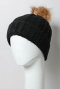 Faux Fur Pom Beanie Black