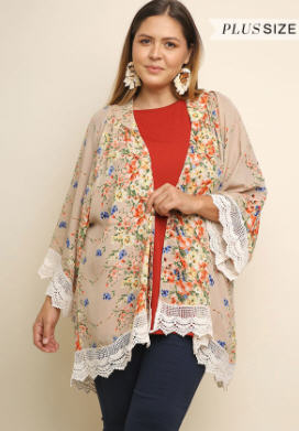 Floral Lace Sleeve Kimono