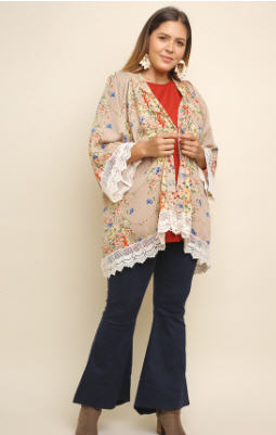 Floral Lace Sleeve Kimono