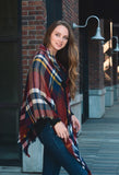 Plaid Toggle Poncho Scarf