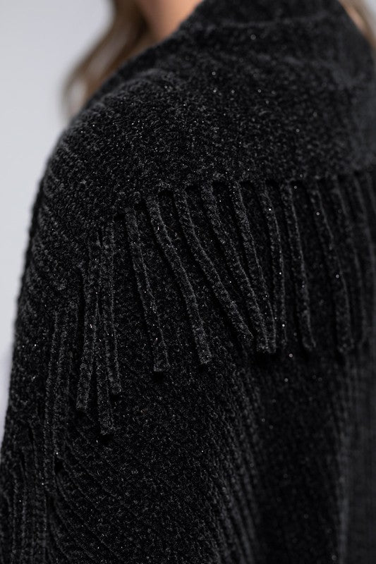 Luxe Shimmer Cocoon Cardigan Black