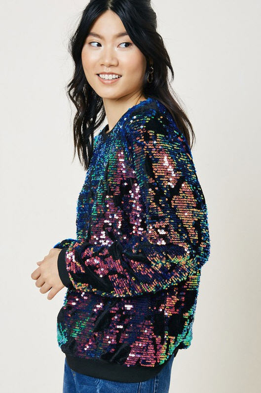 Velvety Sequin Pullover