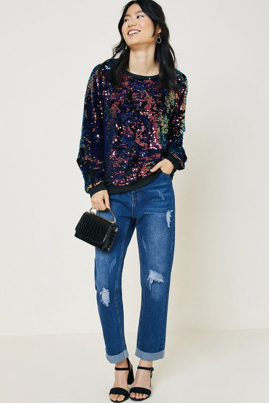 Velvety Sequin Pullover