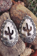 Cactus Cutout Earrings Silver