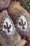 Cactus Cutout Earrings Silver