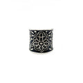 Patina Silver Cuff Ring - Black Floral