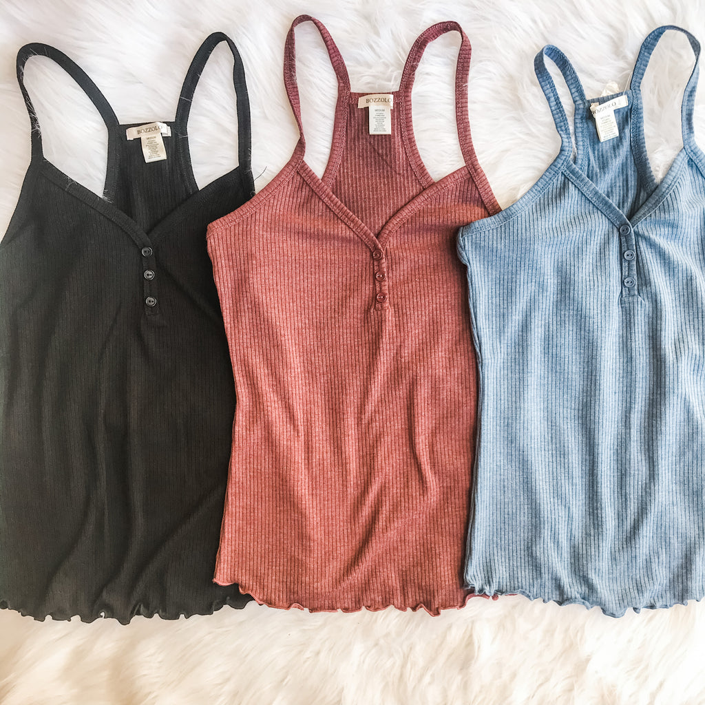 Racerback Ruffle Rib Tank