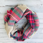 Plaid Fringe Infinity Scarf