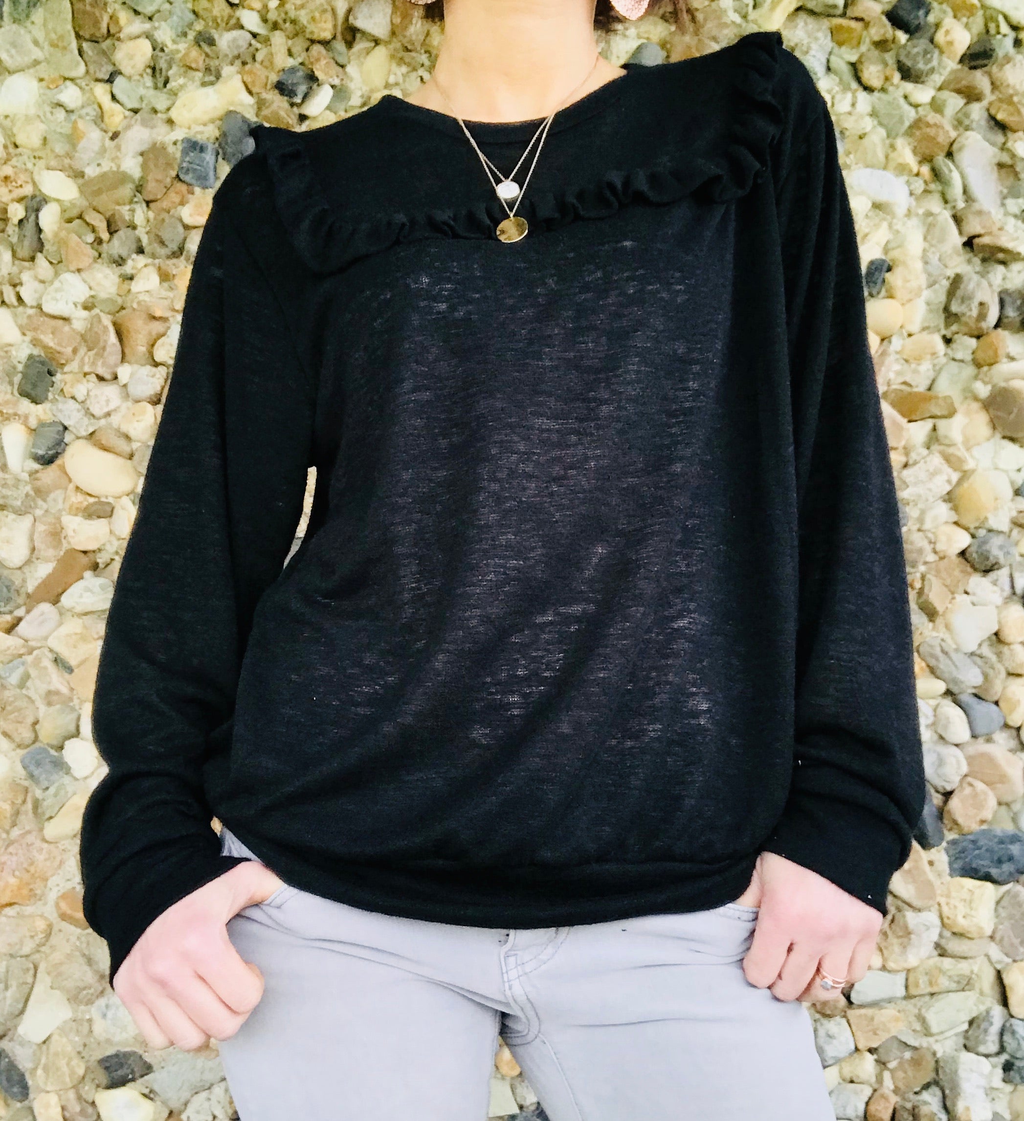 Soft Sheer Ruffle Knit