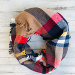 Plaid Fringe Infinity Scarf