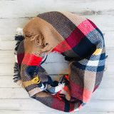 Plaid Fringe Infinity Scarf