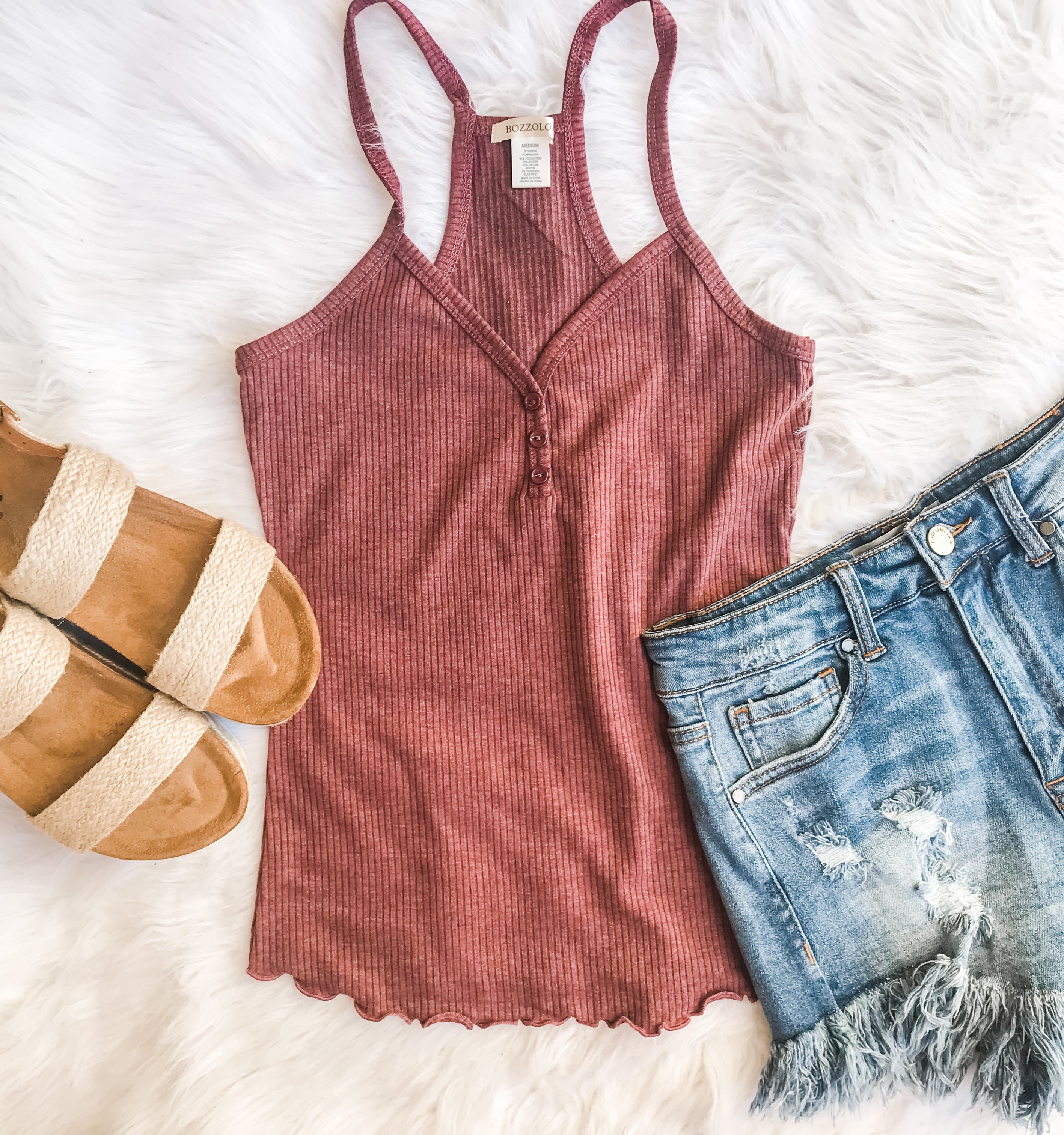 Racerback Ruffle Rib Tank