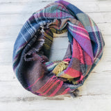 Plaid Fringe Infinity Scarf