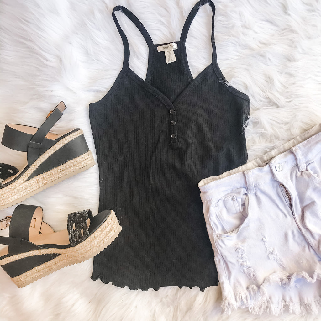 Racerback Ruffle Rib Tank
