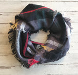 Plaid Fringe Infinity Scarf