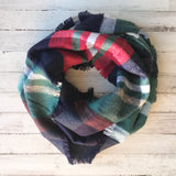 Plaid Fringe Infinity Scarf