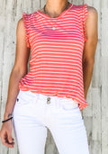 Ruffle Stripe Tank Coral